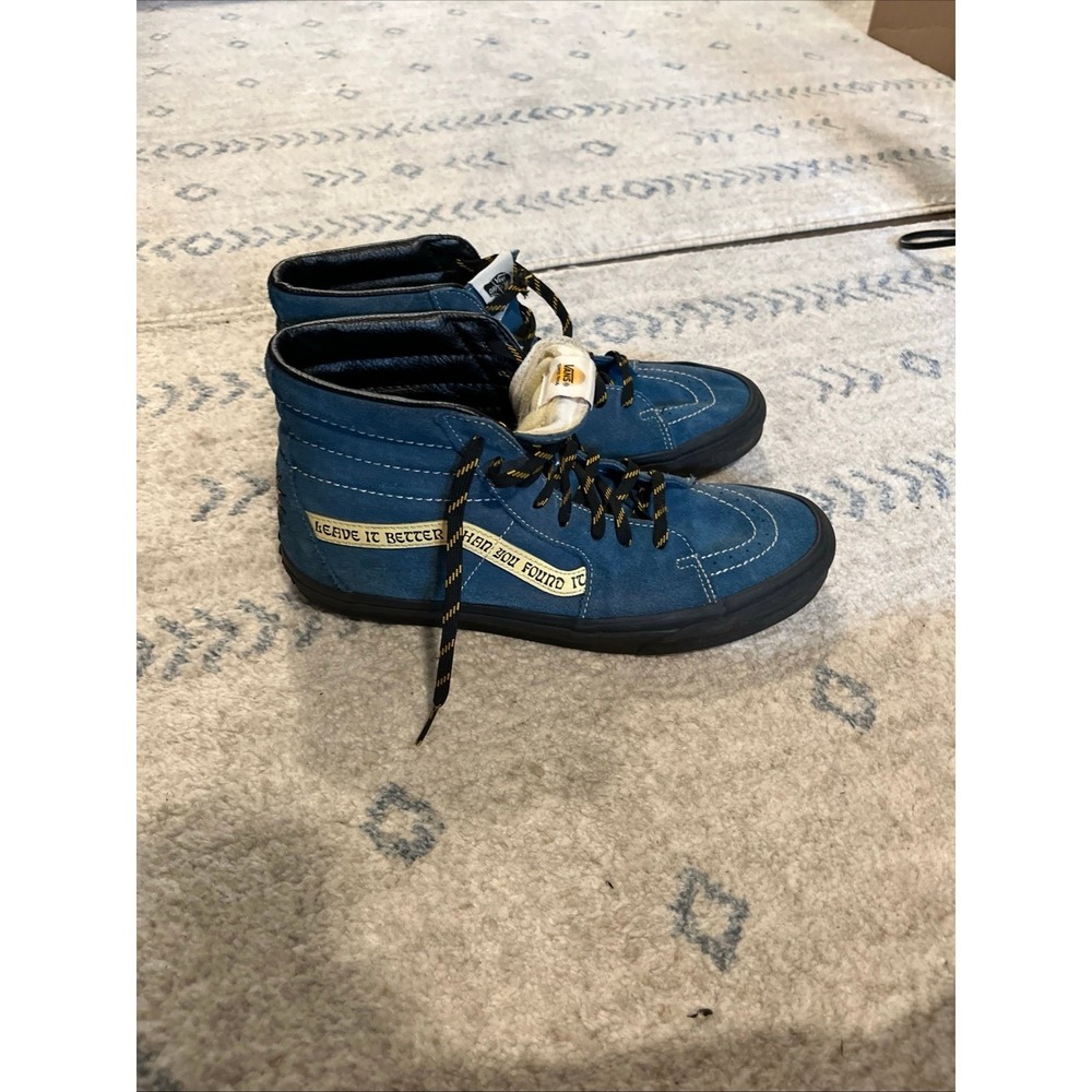Vans Sk8-Hi "Leave It Better Than You Found It" Blue Suede Sneakers